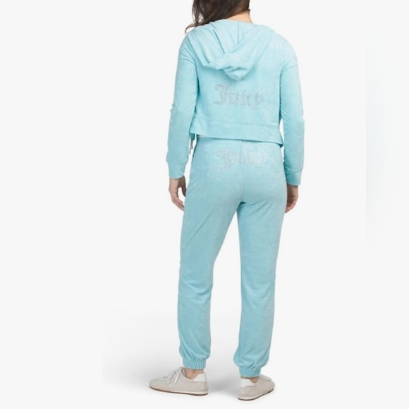 Juicy Couture 💎 Y2K Rhinestone Crystal Blue Tracksuit, Terry (Medium) - Picture 3 of 16